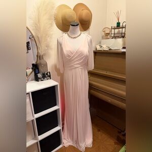 Azazie Noila Rose Petal A-Line Pleated Mesh Bridesmaid Dress Size A14 NWT